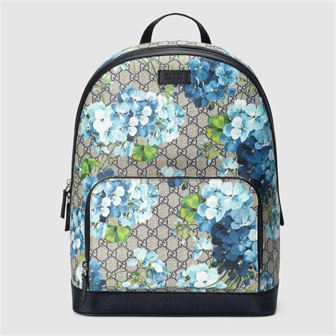 gucci print floral|Gucci backpack with blue flowers.